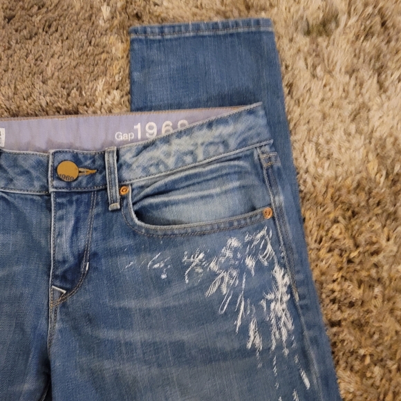 Gap 1969 Always Skinny Medium Wash White Splatter Detail Jeans 27 - Picture 5 of 11